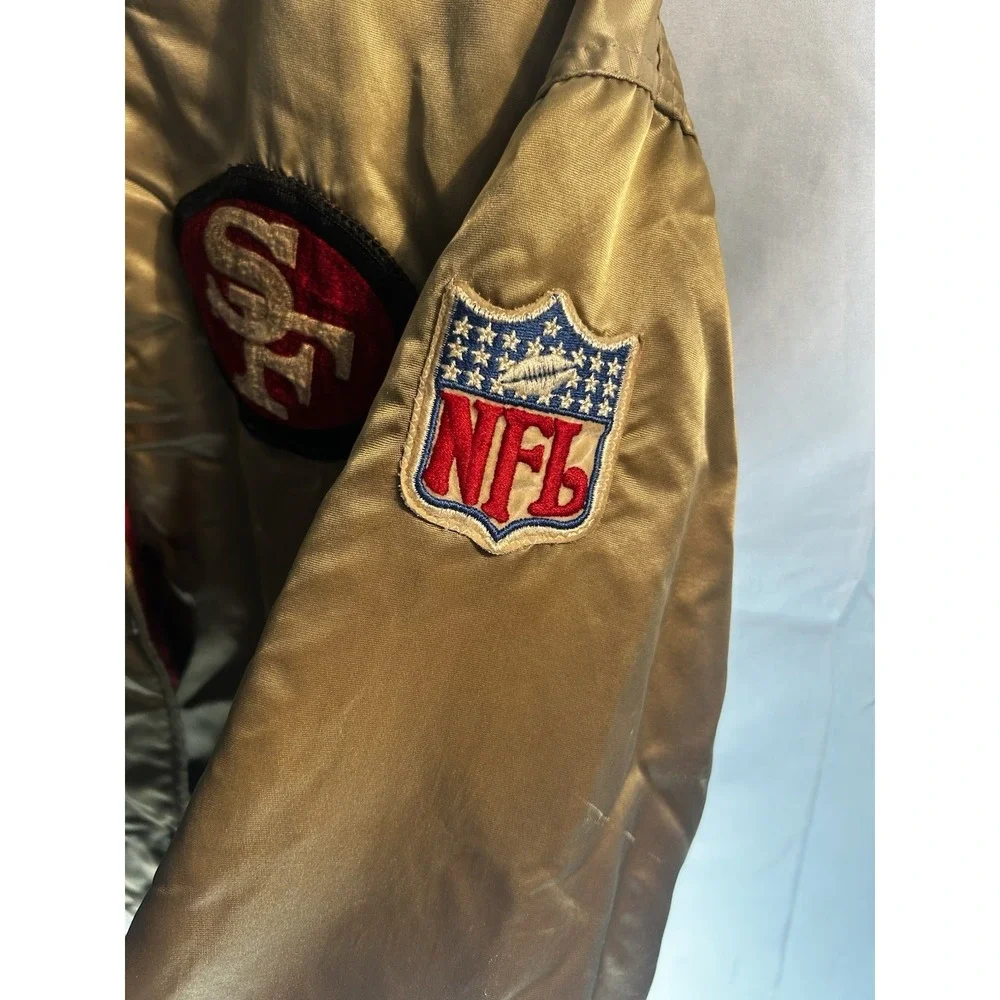 Vintage 90s Starter Satin San Francisco 49ers Gold Pro Line Jacket USA Mens L